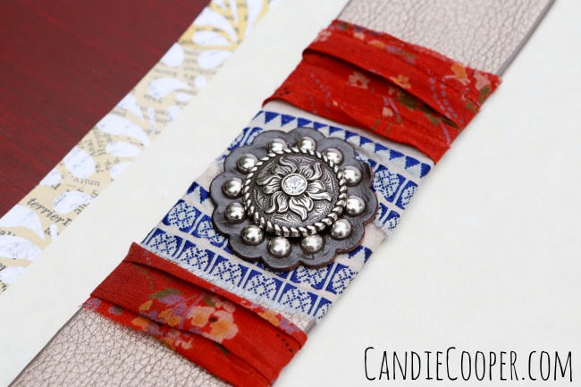 Candie Cooper Leather Cuff with Silk