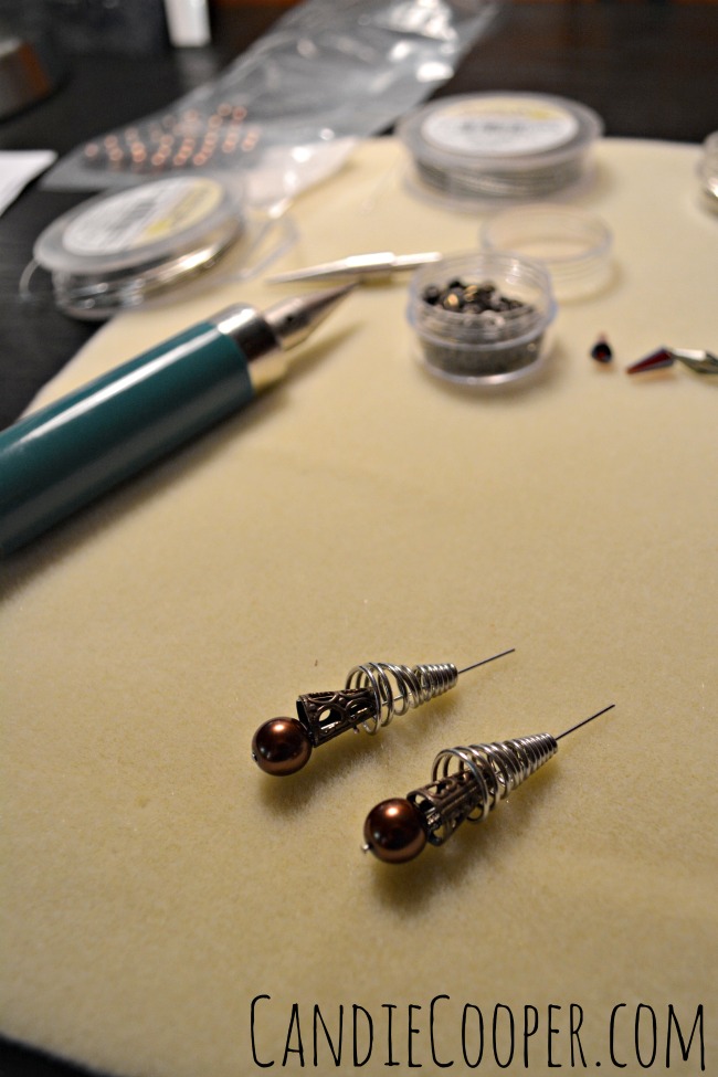 Making earrings with coiled bead cones