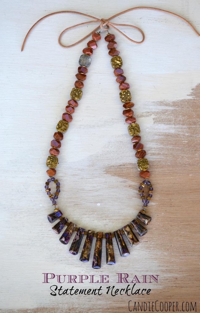 DIY Stone and Leather Statement Necklace from @CandieCooper #JewelryMaking