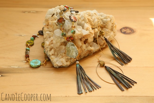 LeatherCord USA Tassel Earrings and Necklace from Candie Cooper