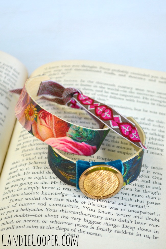 Decoupaged Popsicle stick bracelets from Candie Cooper and the Graphics Fairy
