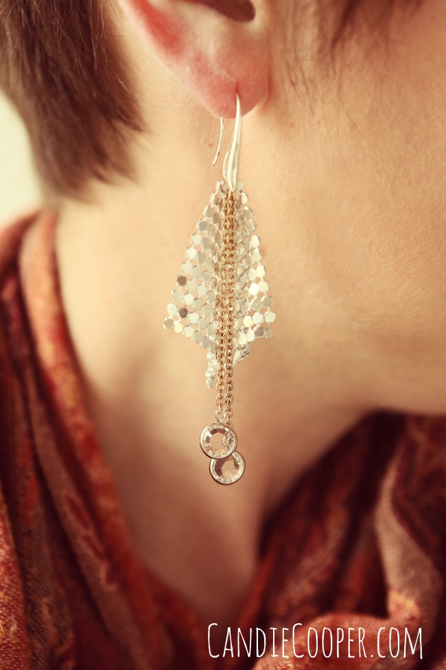 Easy and Sparkly Earring Idea on Candie Cooper's Blog