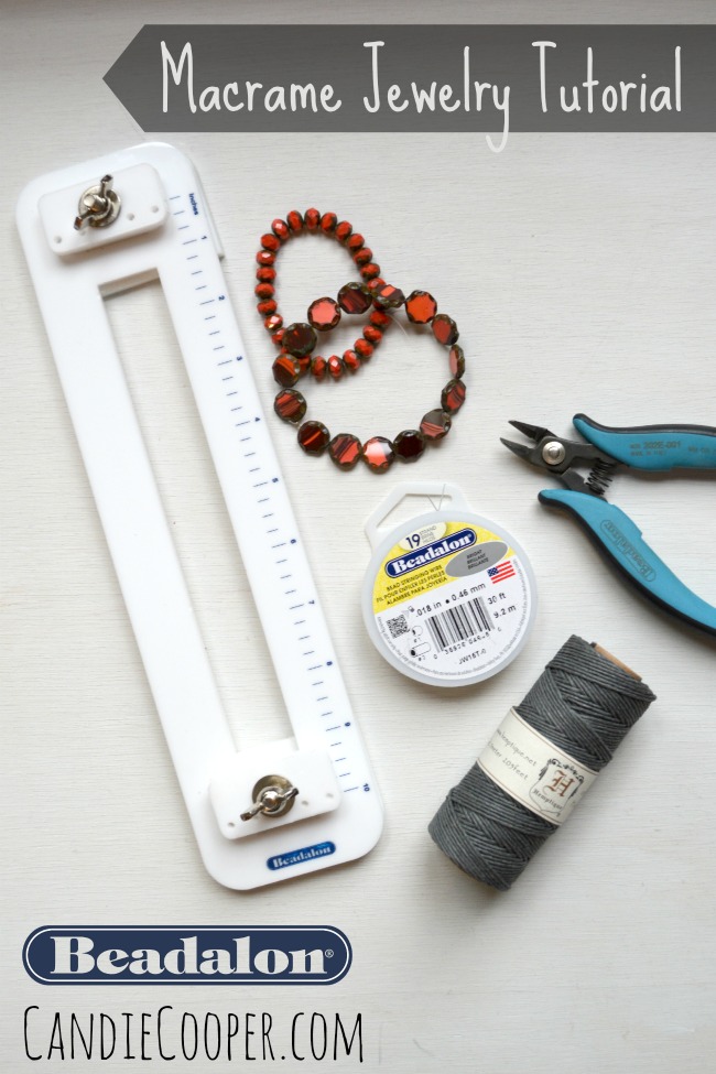 Macrame tying station tool and beading supplies from Beadalon