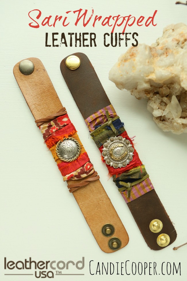 Sari Wrapped LeatherCord USA Cuffs from @candiecooper