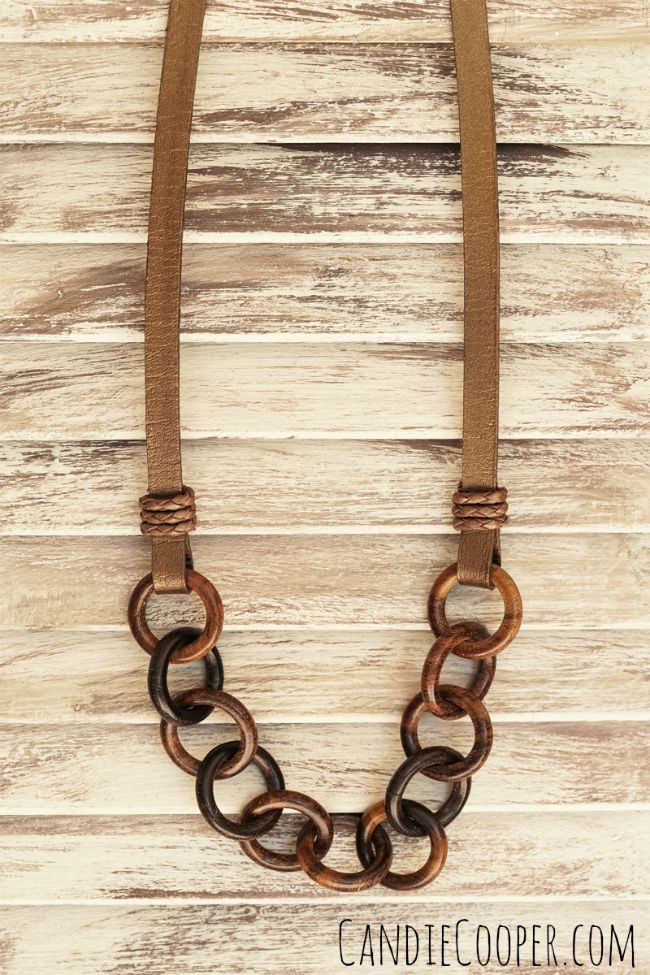 DIY wood and leather chain necklace