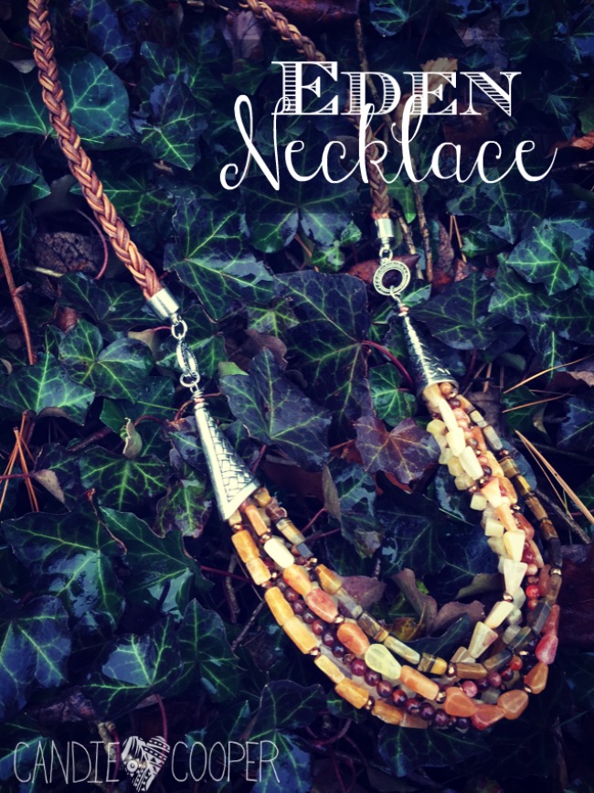 DIY multi-strand gemstone necklace with LeatherCordUSA.com thick braided leather element