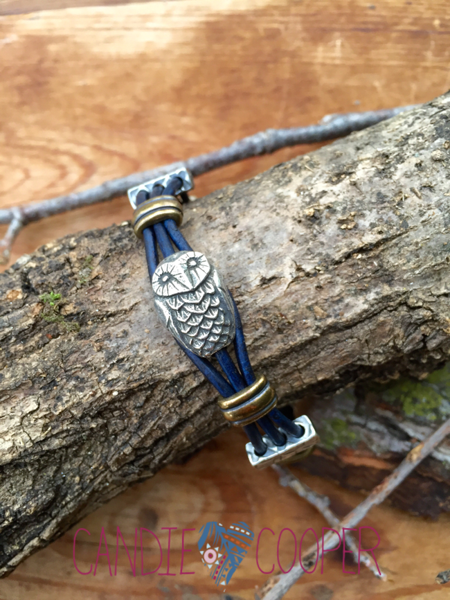 DIY Jewelry making Leather Owl bracelet