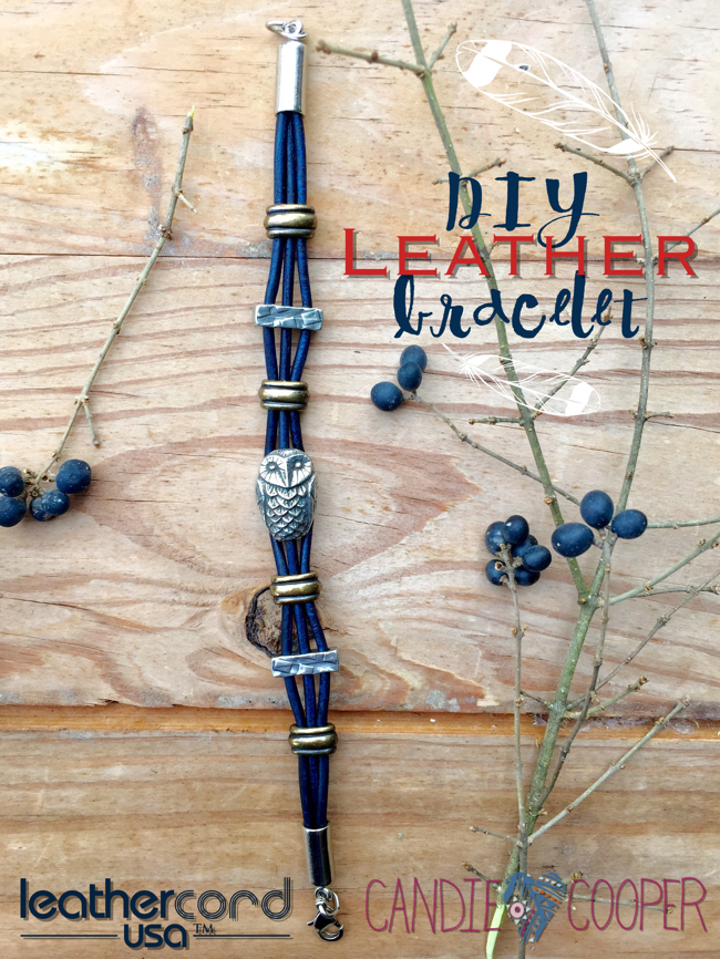 DIY owl bracelet with LeatherCordUSA leather