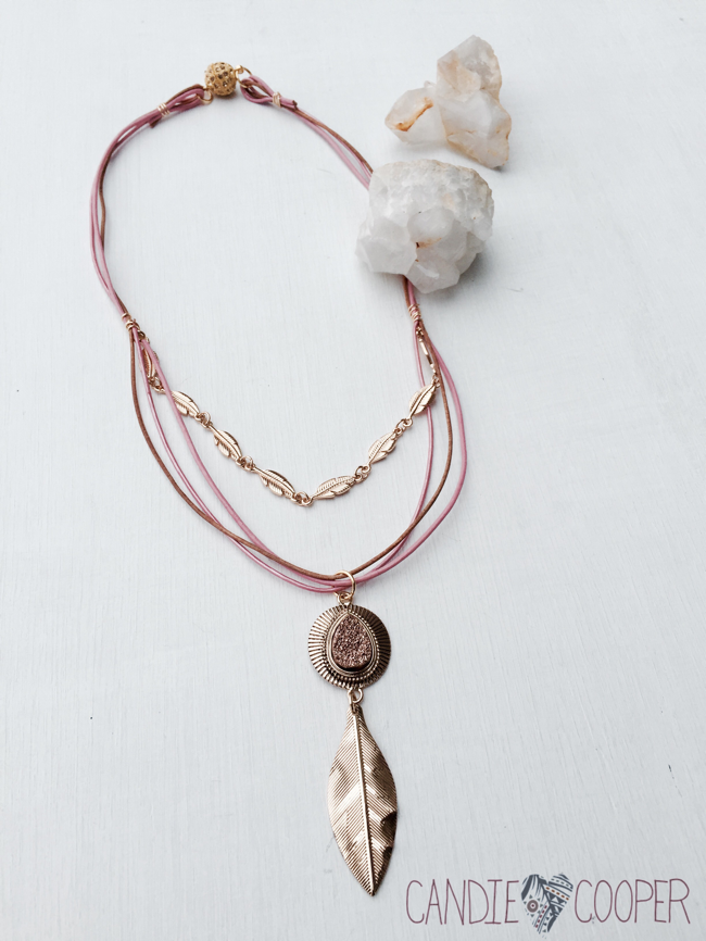 DIY Leathercord USA Rose gold necklace