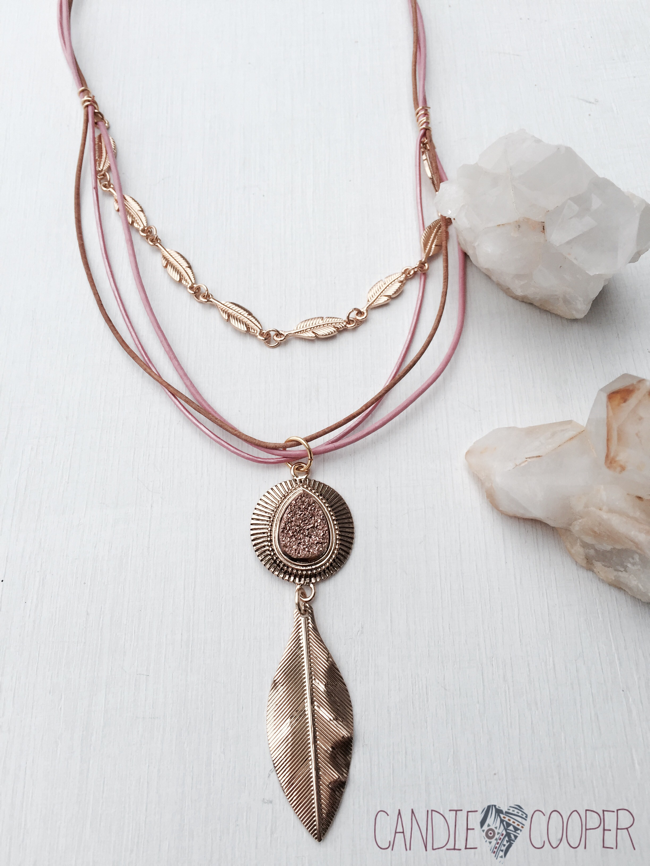 DIY leather necklace with druzy