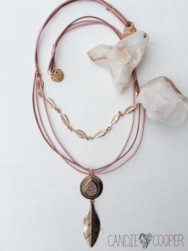 Druzy rose gold DIY leather necklace