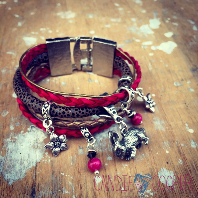 Multi-Strand Leather Bracelet with Natural Element Charms