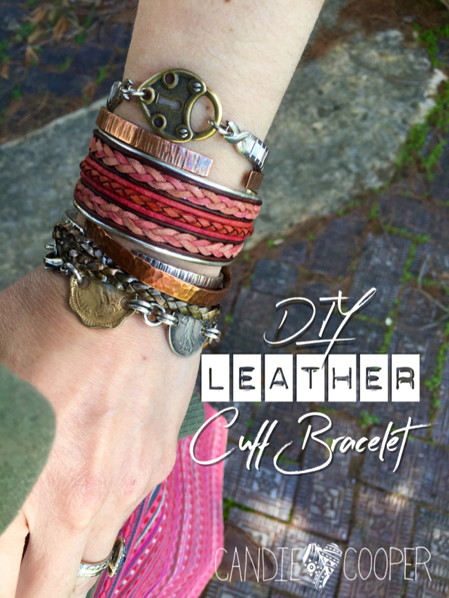 DIY Leather Jewelry Making: How to make a cuff bracelet with inlaid leather on Candie Coopers blog1